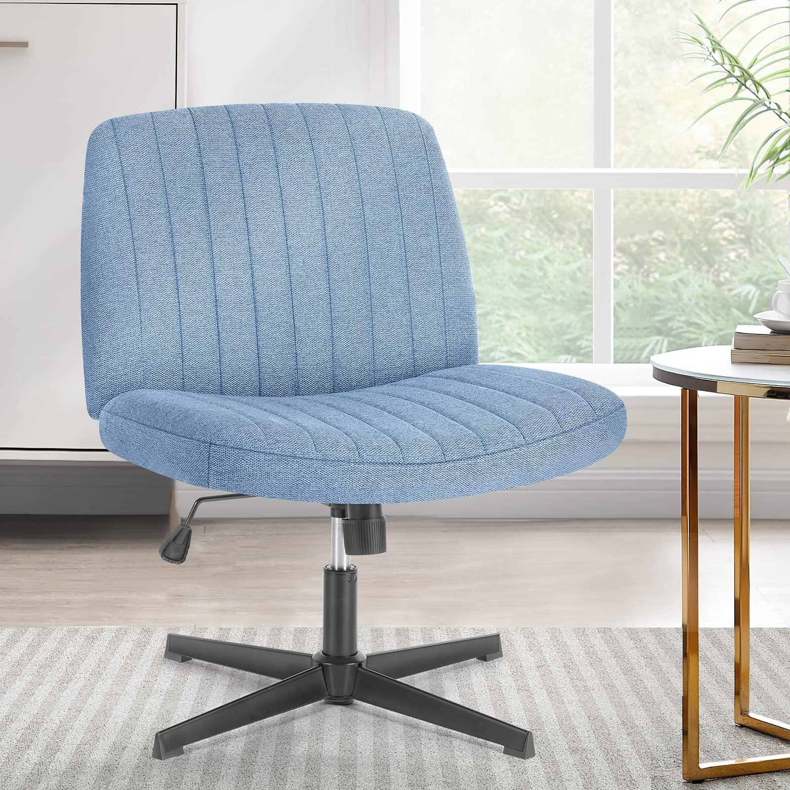 Sweetcrispy Criss Cross Chair Legged, Furry Armless Office Swivel Desk Chairs No