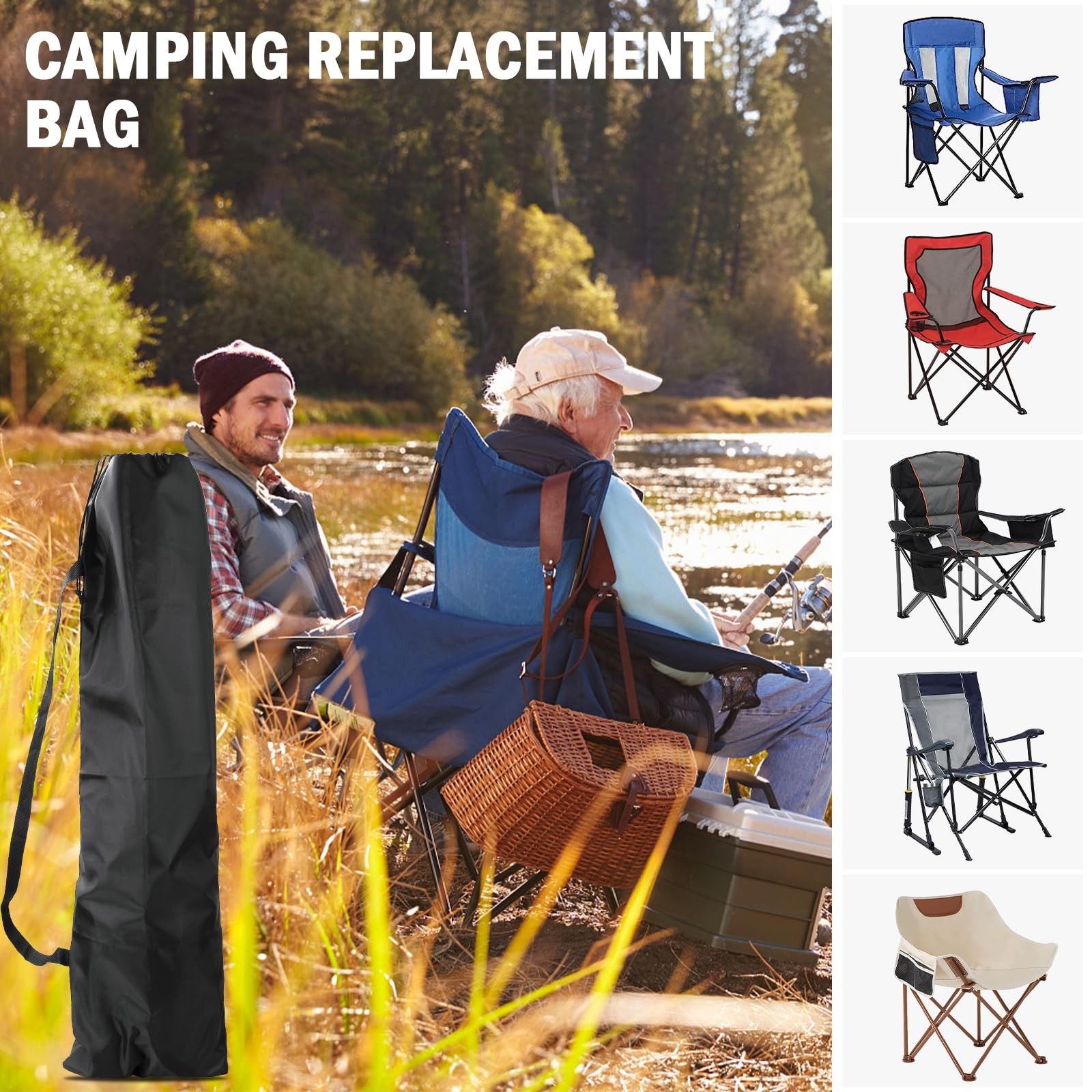 Dairrr Fuuu Camping Chair Bag Replacement, Camp Folding One Size, Black