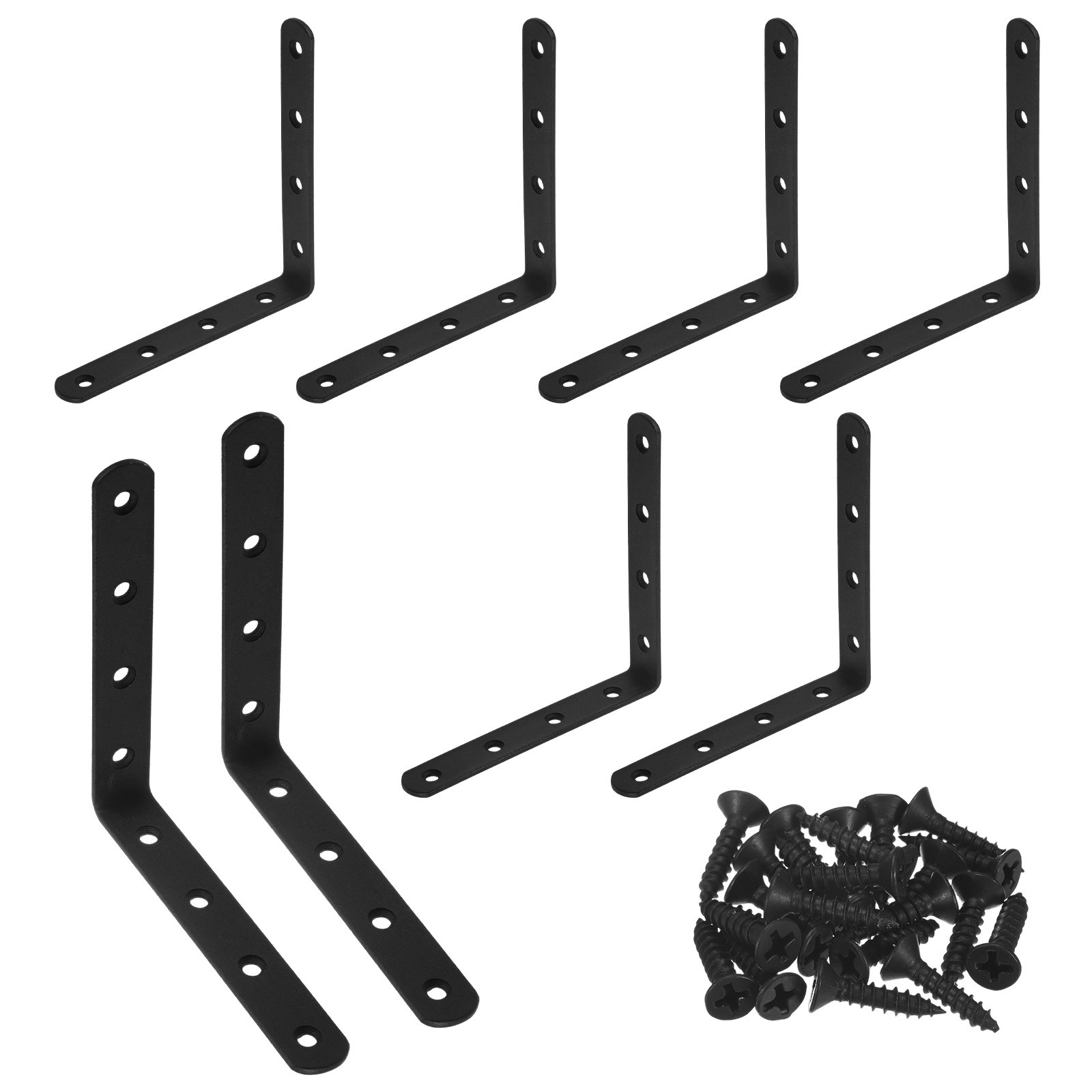8-Pack L-Shape Bracket Corner Brace, 4.92×4.92 in Right Angle Bracket [Black]