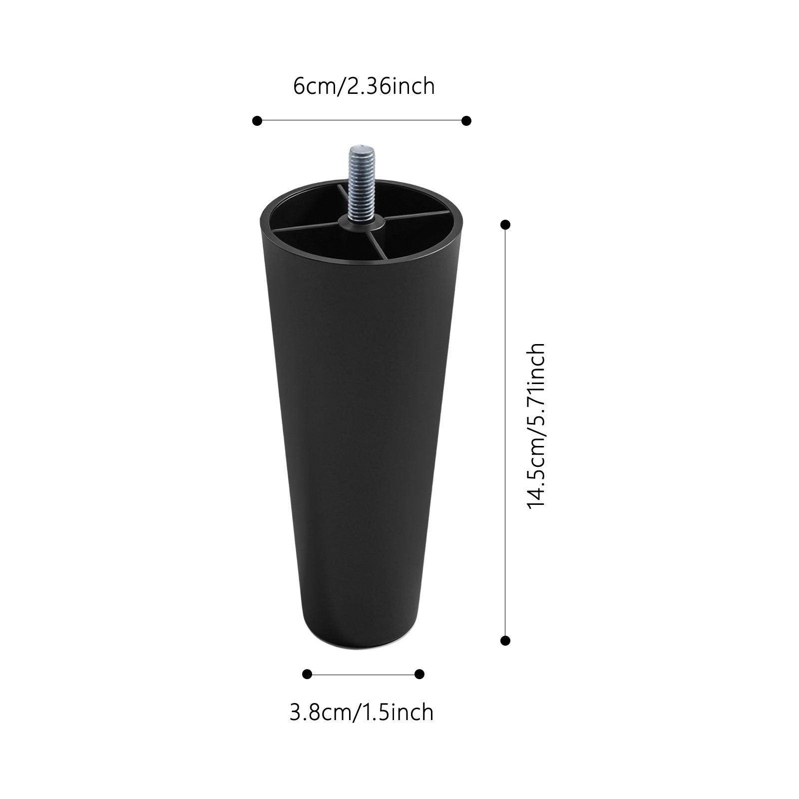 Round Black Replacement Sofa Feet, Furniture Legs for Sofas and Chairs