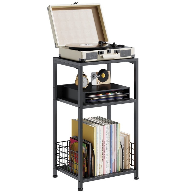 Gianna Record Player Stand, 3 Tier Turntable Table with Vinyl Storage