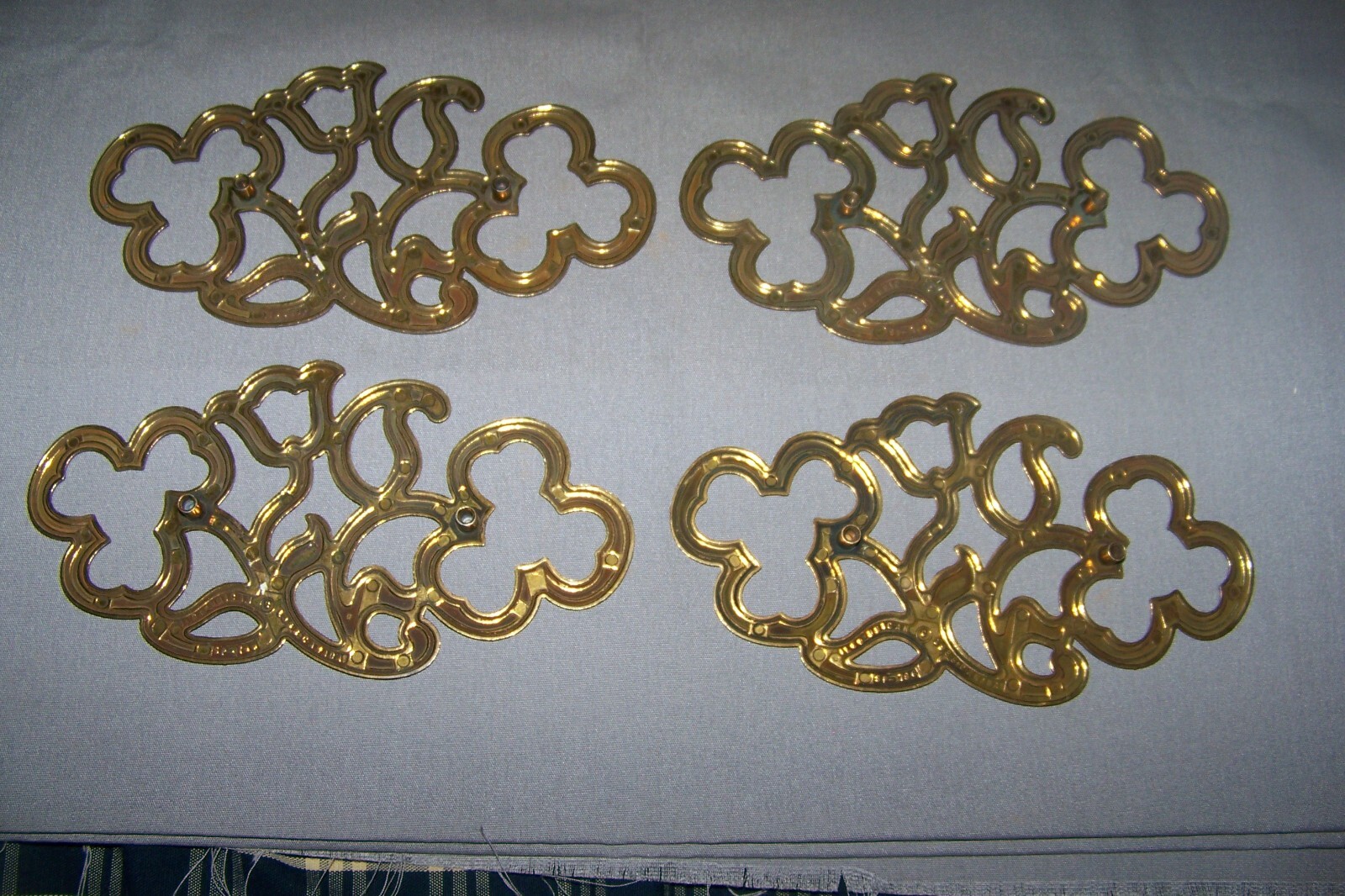 Four, Brass Plate Over Pot Metal, Thin, Decorative Ormolu – See Tone Description
