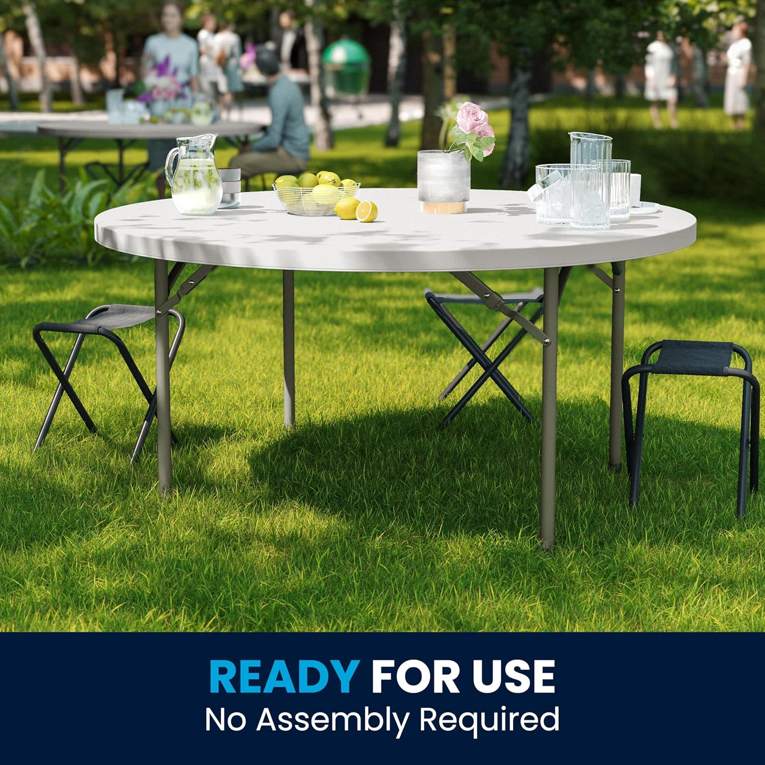 5′ Round Plastic Folding Table for Events, Parties, Trade Shows