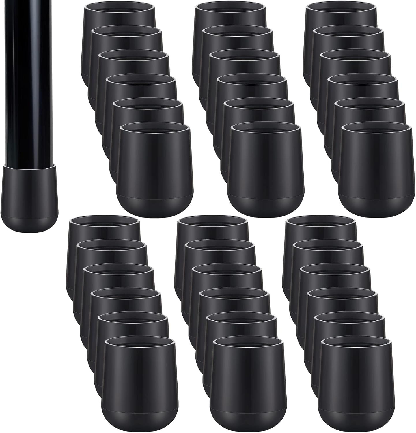 Jetec 36 Pieces 7/8 Inch Folding Chair Leg Caps Heavy-Duty Plastic Chair End Cap