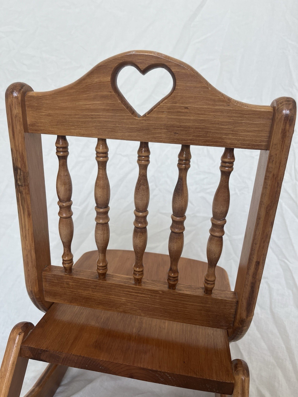 Vintage Wooden Folding Rocking Chair Heart Cutout 21in H x 13in W