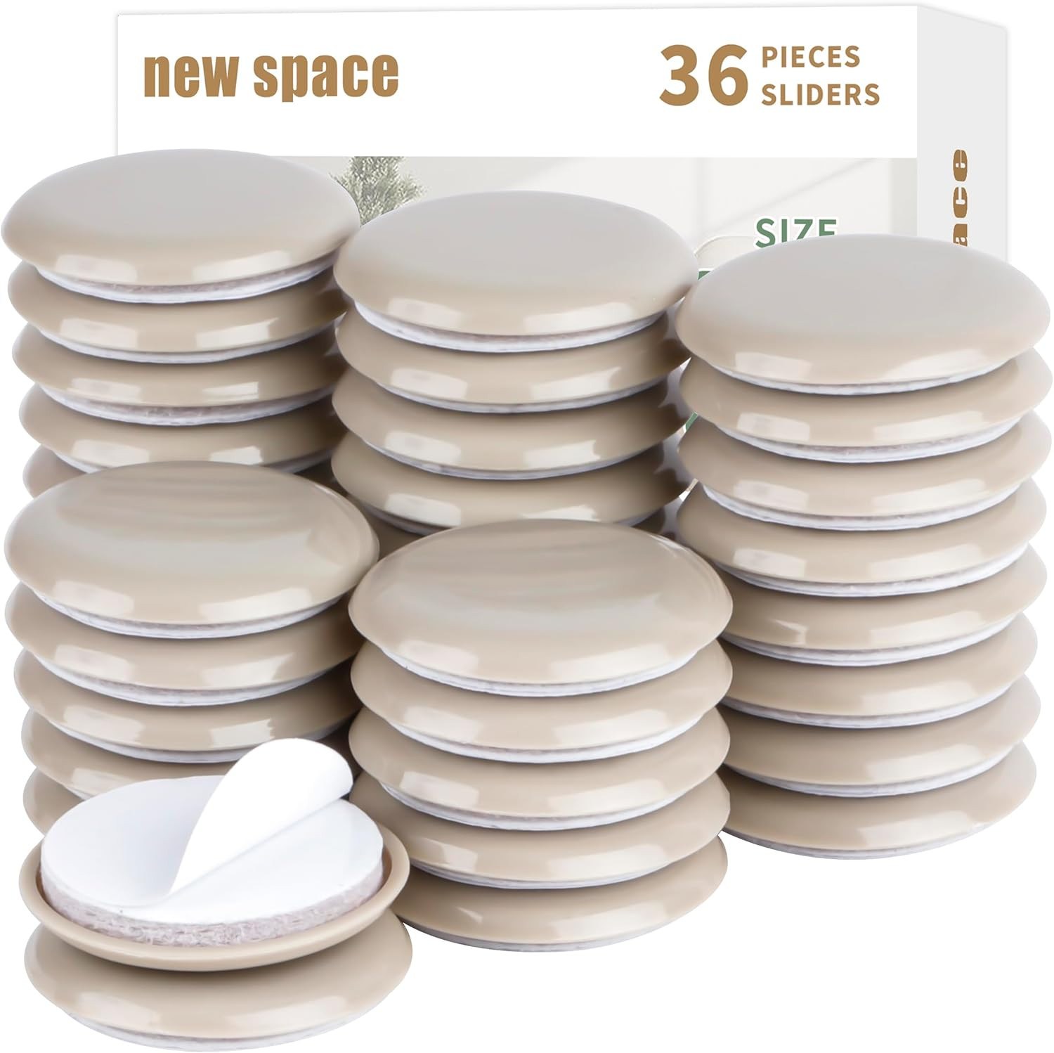 Self-Stick Furniture Sliders, 36Pcs 1-3/4″ for Carpet – Adhesive Sliders for Qu