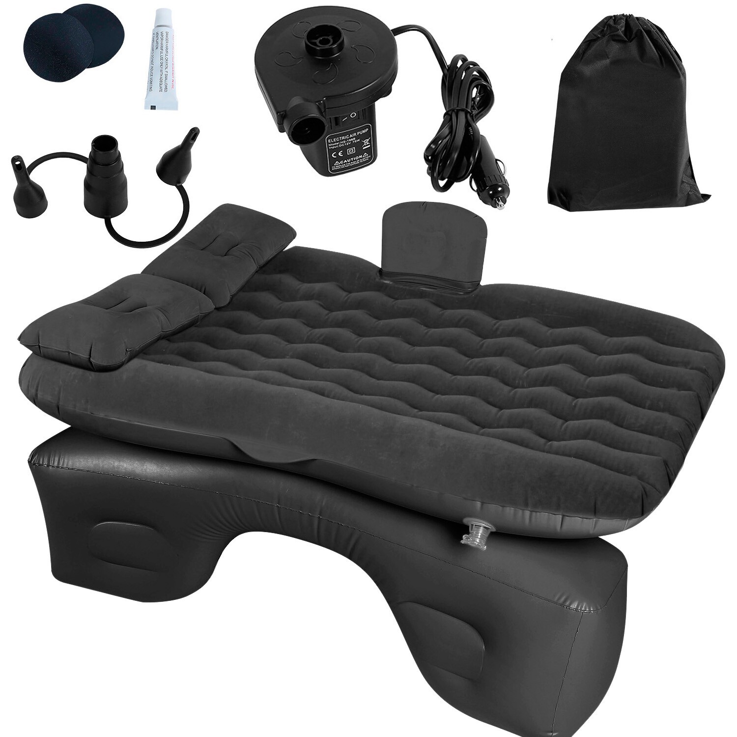 Inflatable Travel Car Air Mattress Back Seat Bed and Rest W/Pillows Pump and Bag