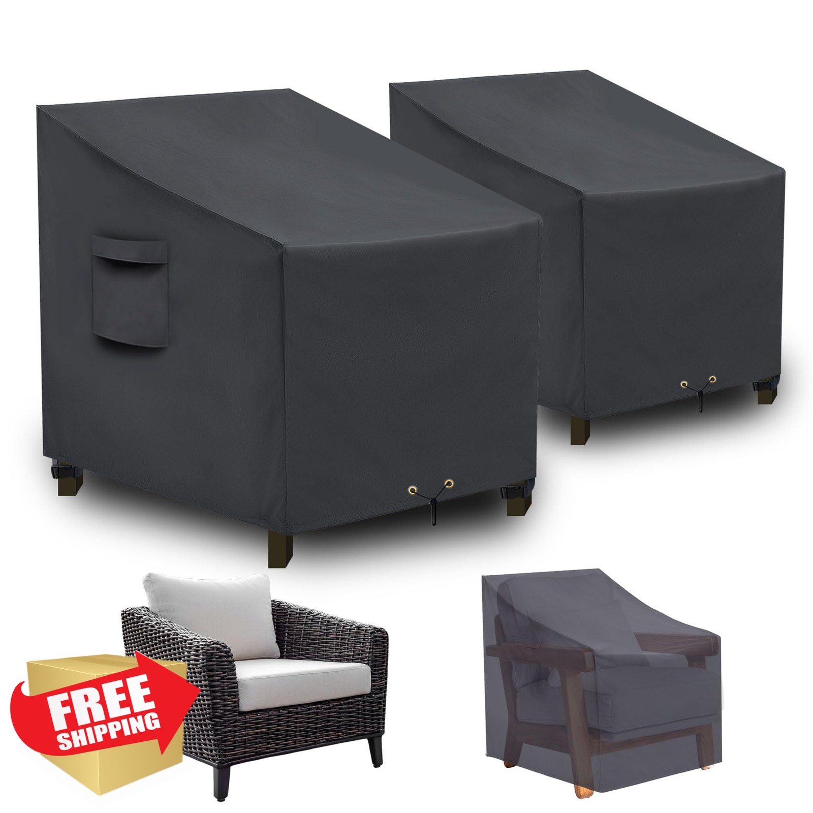 CNCZMH Grey Lounge Chair Covers 2 Pack 25.5×33.5x45in