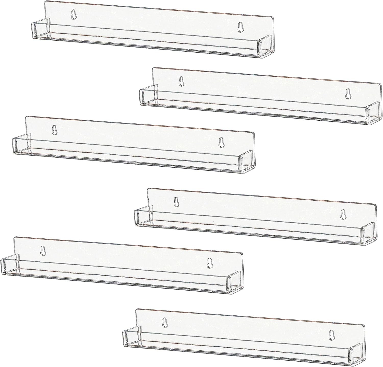 Acrylic Invisible Floating Bookshelf 6 Pcs 15 Inch Display Toy Storage Wall Shel