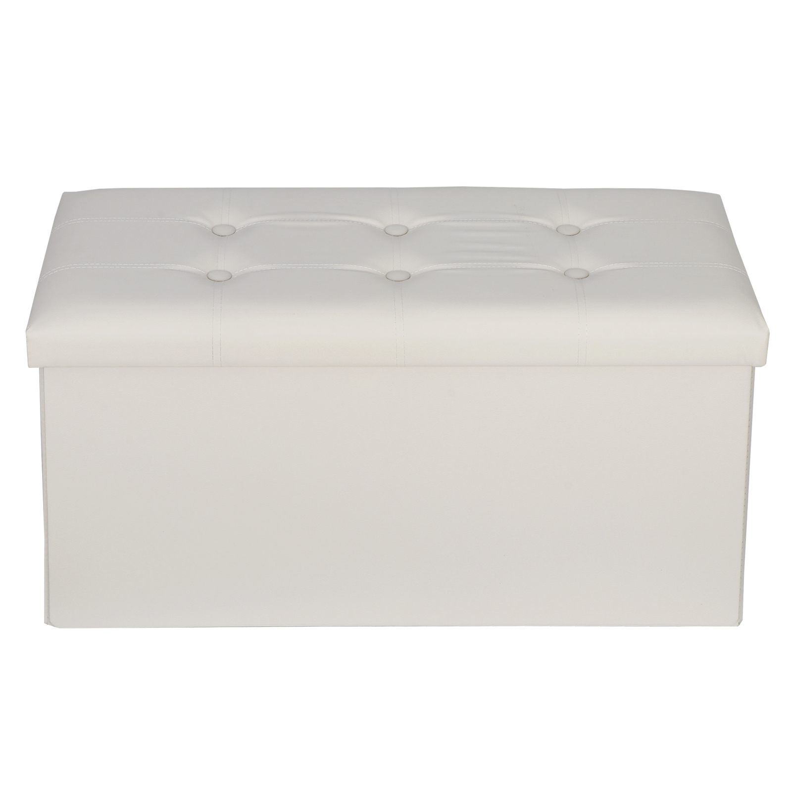 Durable 30″ Ottoman Storage Bench Chest Folding Footstool W/Removable Lid Beige