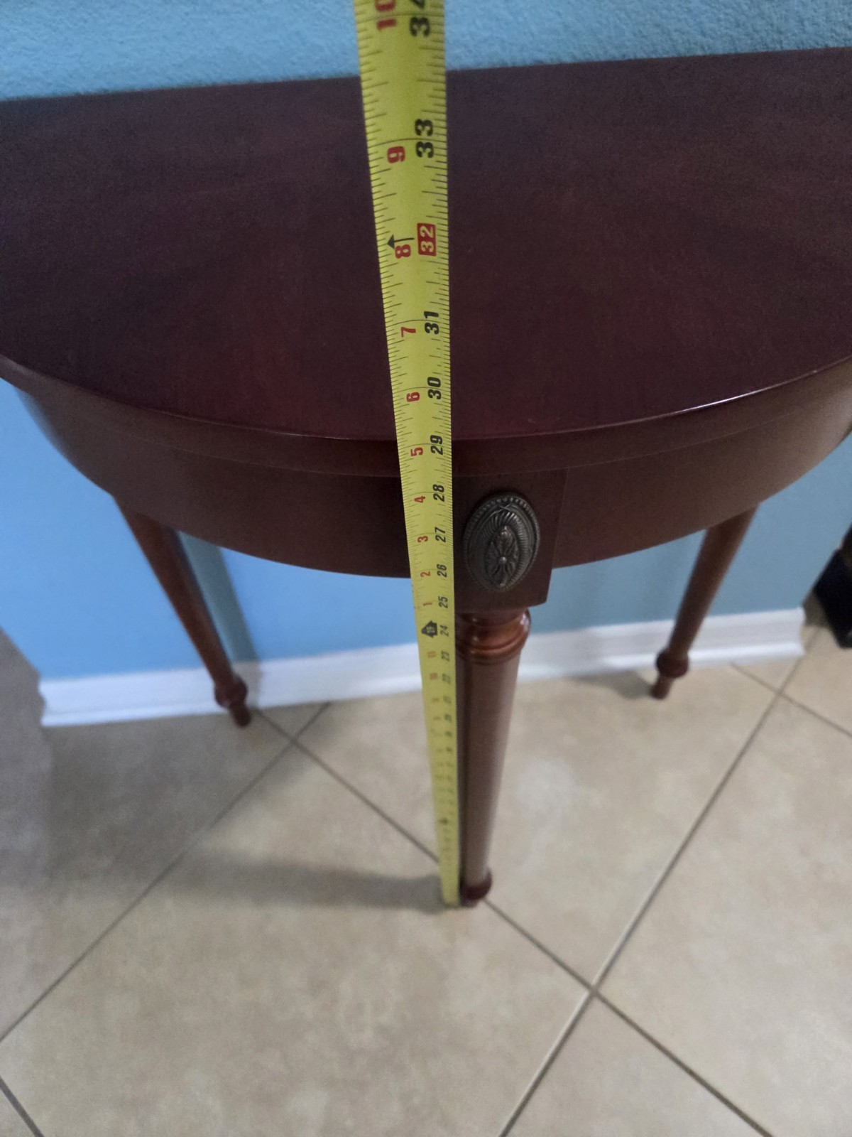 1996 Bombay Furniture Mahogany Wood Demi Lune Console Entry Hall Table Half Moon