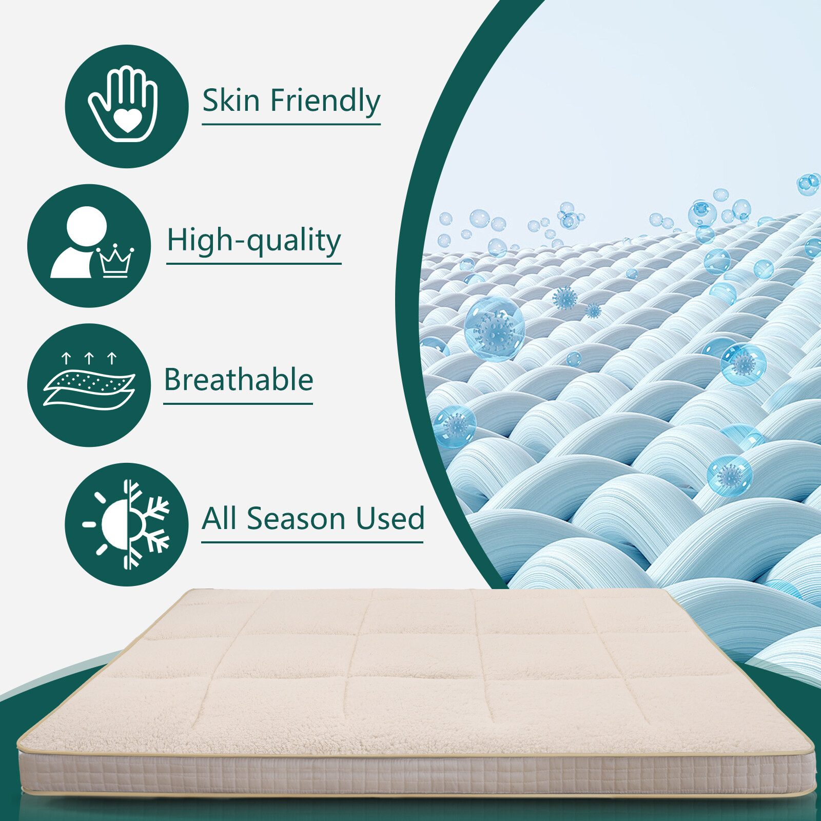 NAIZEA Japanese Floor Mattress Futon Mattress, Foldable Sherpa Fleece Mattress