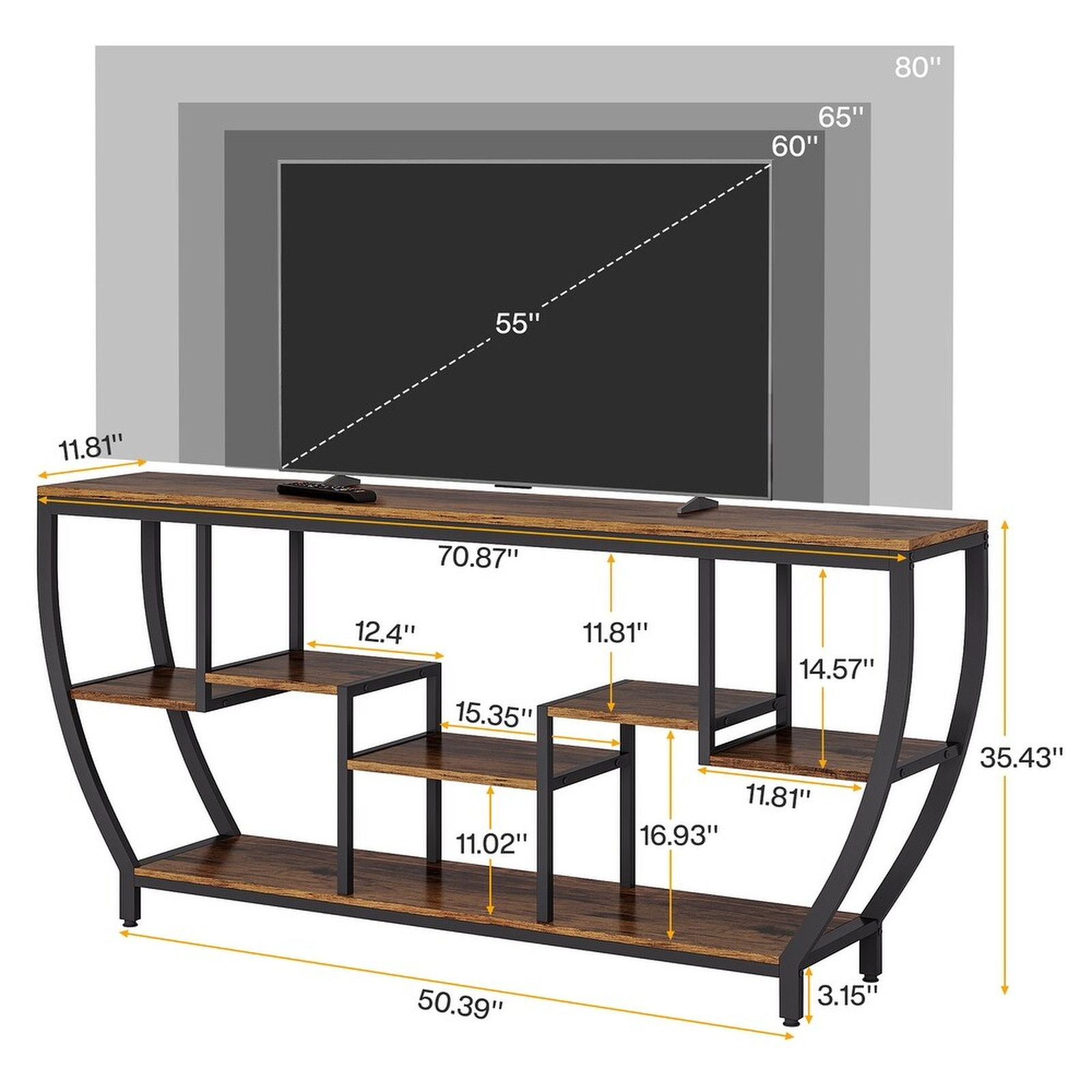Modern TV Stand 75 80 Inch Entertainment Center Media Console Storage Shelf Home