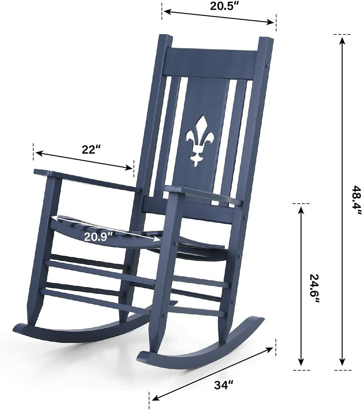 Wood Rocking Chair Traditional Porch Rocker for Outdoor Indoor Porch Patio Yard