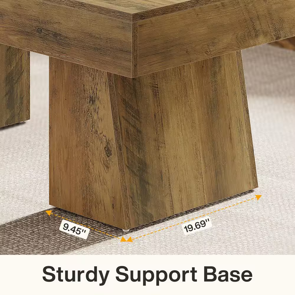 Kerlin 47 In. Brown Rectangle Engineered Wood Coffee Table with Thick Base