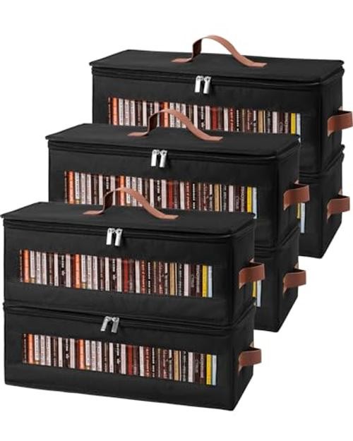 CD Storage Box – CD Case Holder with Clear Window, Holds 225 Jewel 6 Pack