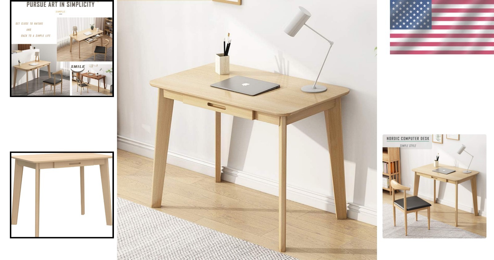 Multi-Functional Solid Wood Writing Desk with Drawer & Easy Assembly – Modern