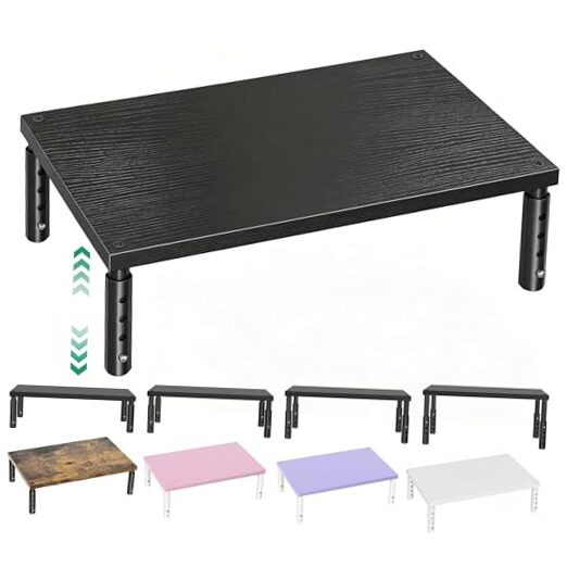 Desk Organizers and Accessories, Adjustable Computer Monitor Stand Black Wood