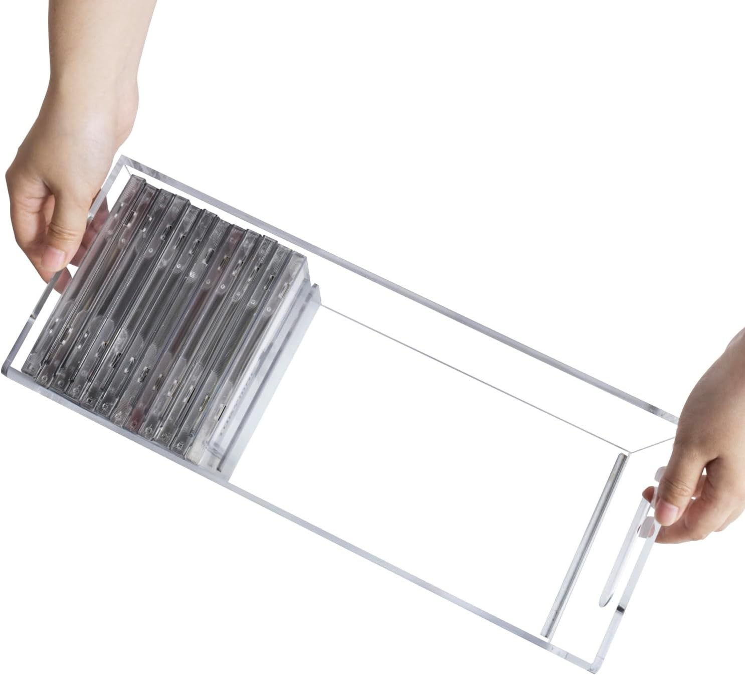 2PCS Clear Acrylic CD Holder Stackable CD DVD Storage Rack