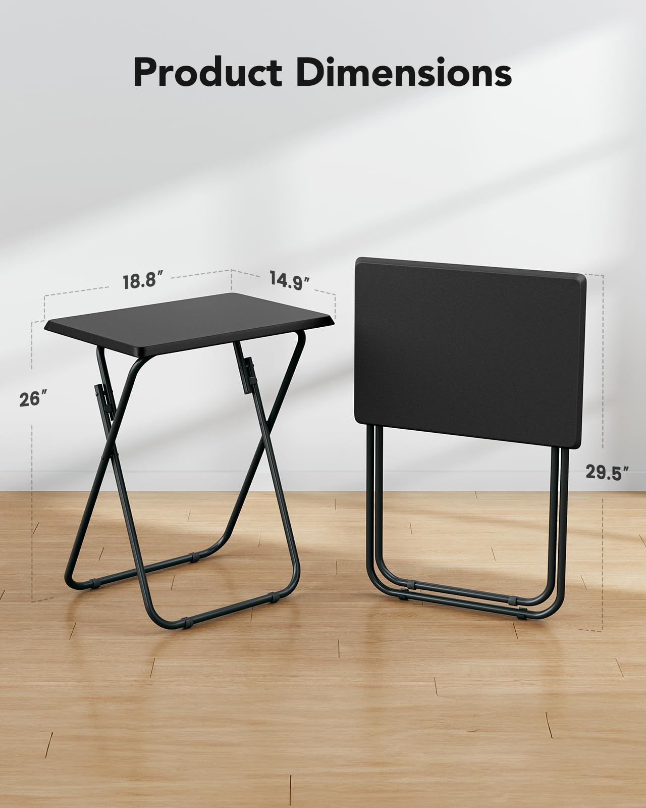 Folding TV Tray with No Assembly Required, Black