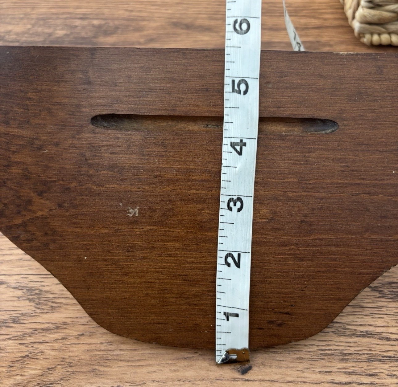Vintage Crescent Half Round Shaped Floating Cherry 10″ Wall Shelf W/ Plate Ridge
