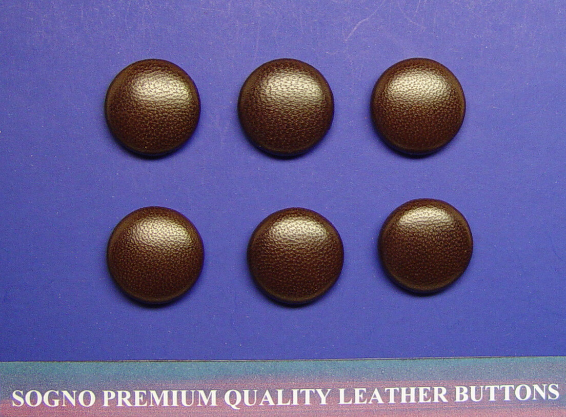 GENUINE LEATHER TUFTING BUTTONS 6 Dark Chocolate Brown 20mm (13/16″) made in USA