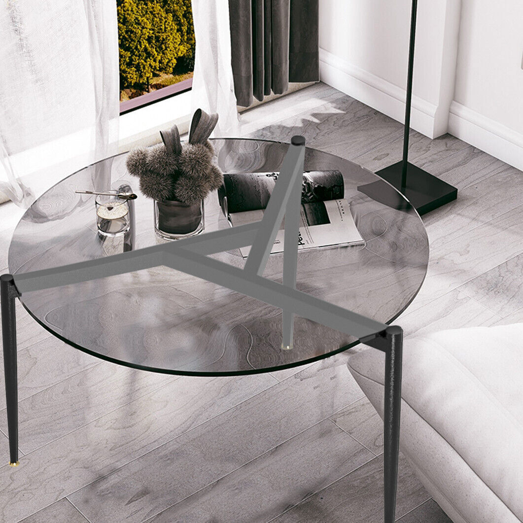 Sophisticated Ash Glass Coffee Table Modern Tables with Solid Steel Novelty Legs