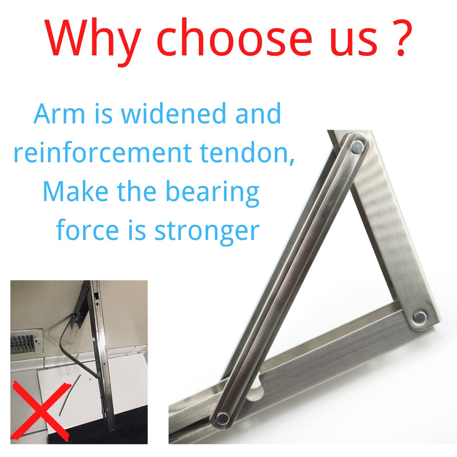 Folding Shelf Brackets 20 inch Heavy Duty,Max Load: 550 lb-Stainless Steel Co…
