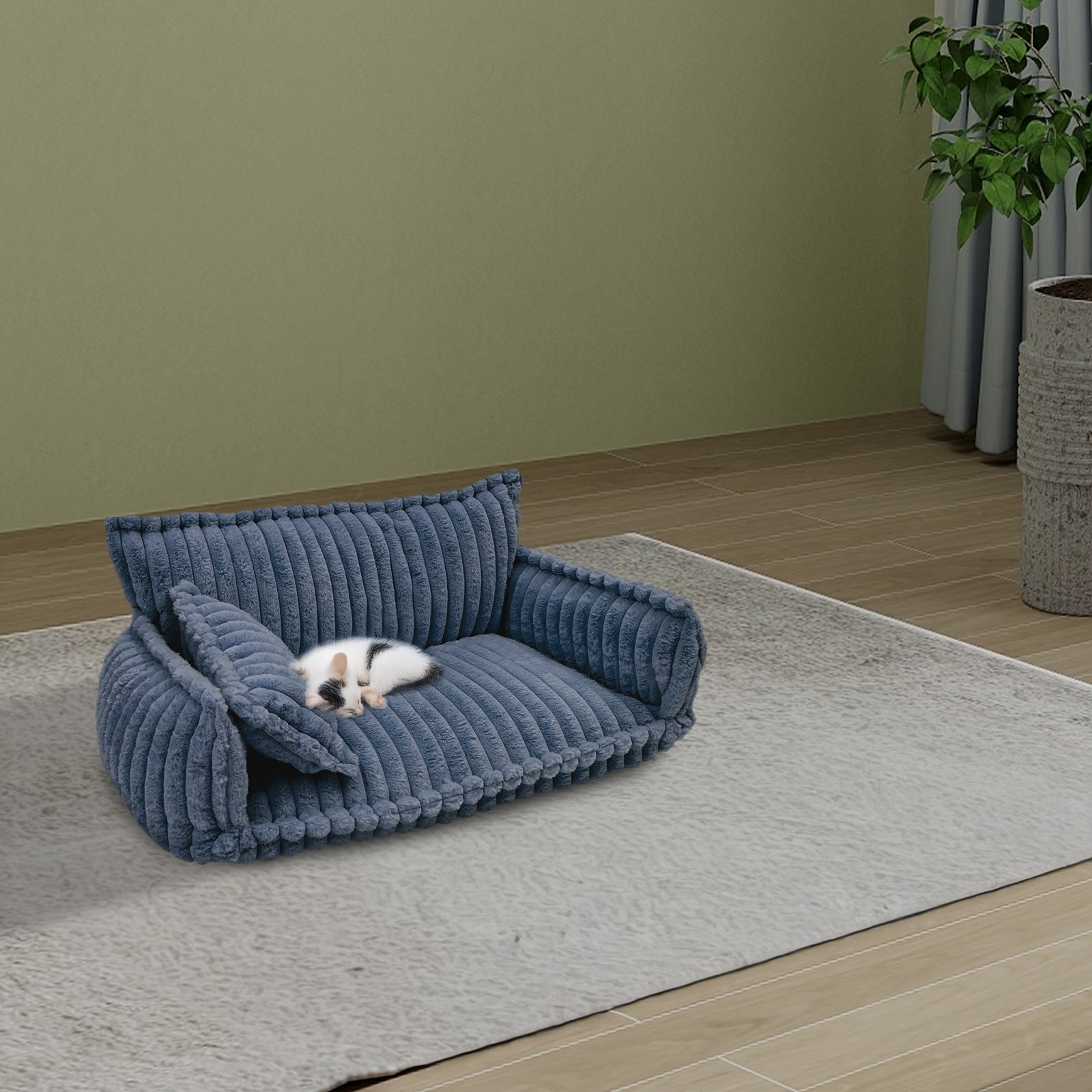 Pet Couch with Removable Washable Cover, Pet Couch Bed for Dog and Cat, Calming