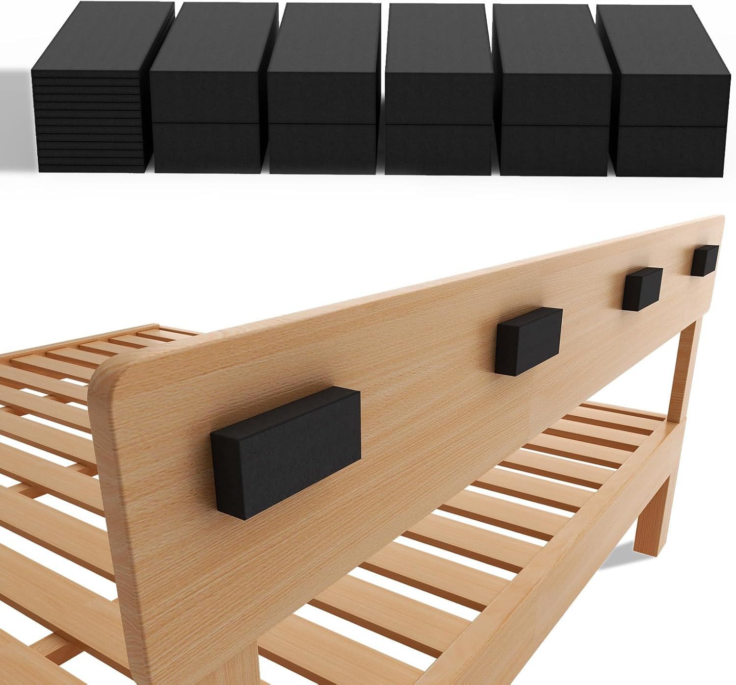 EVA Foam Wall Protectors for Furniture, 23-Piece Set, Black Headboard Bumpers