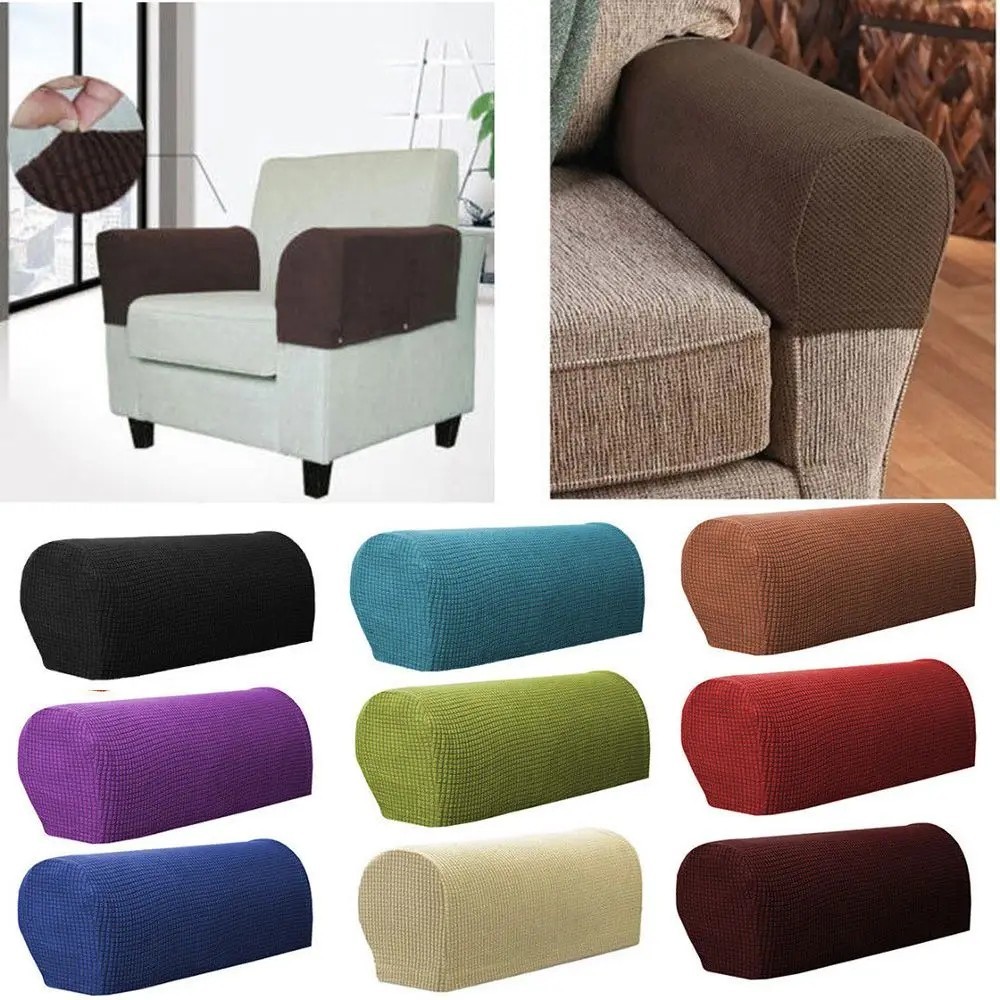 2PCS/SET Sofa Armrest Covers Fleece Premium Armrest Covers Stretchy Chair Sofa C