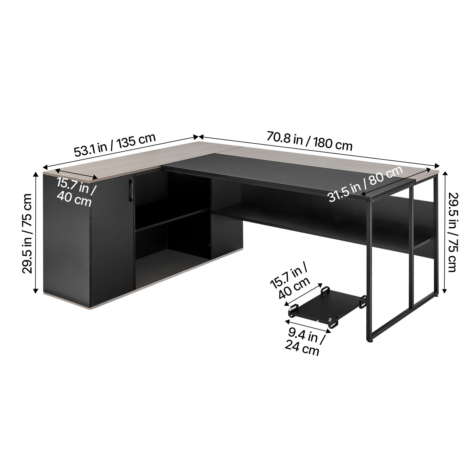 Uimoso L-Shaped Office Desk with Storage,Drawers,and CPU Stand, 350 lbs Capacity