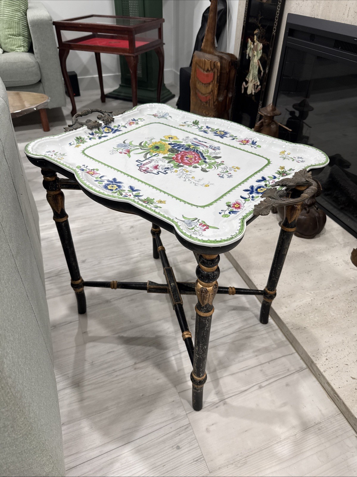 Vintage Chinese HUA RONG TANG ZHI table porcelain Flower Top Colorful