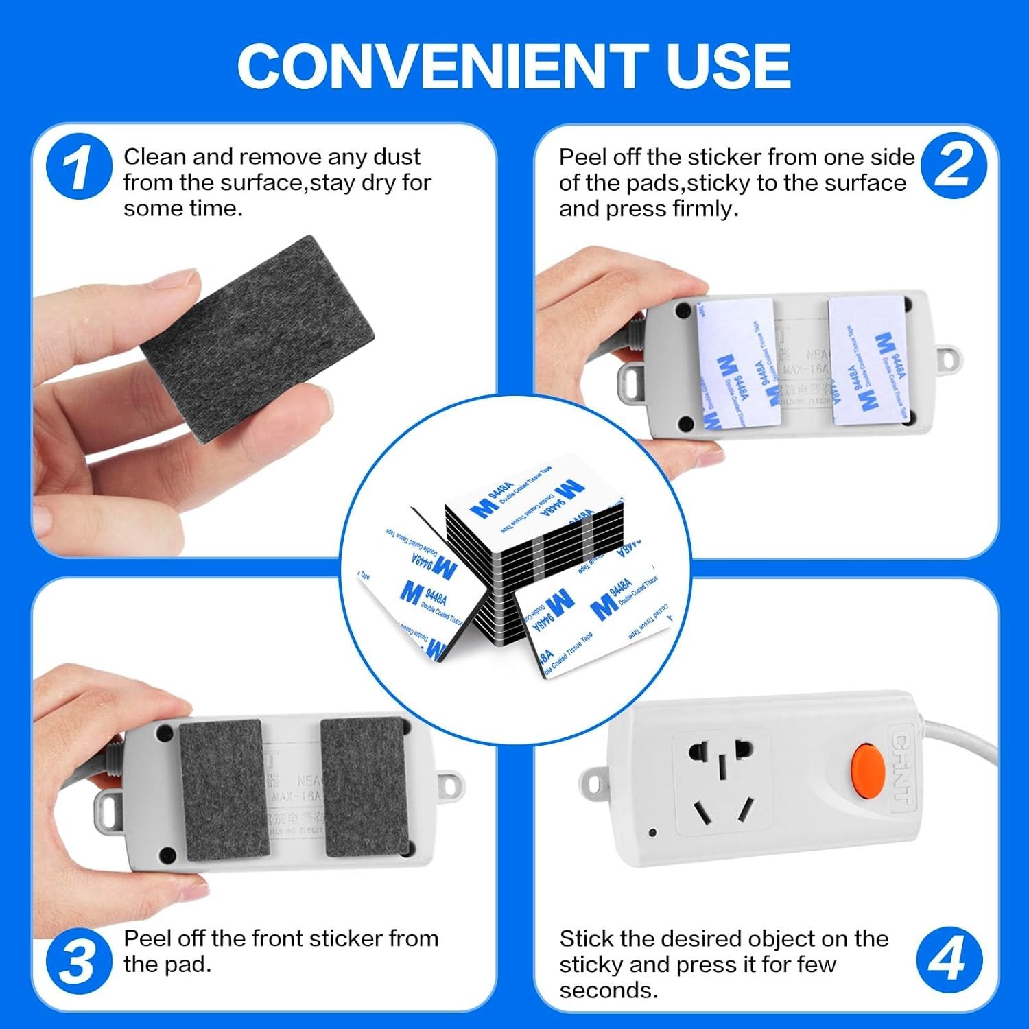 Durable Double Sided Adhesive Pads 48Pcs Impact Resistant and Heat Resistant