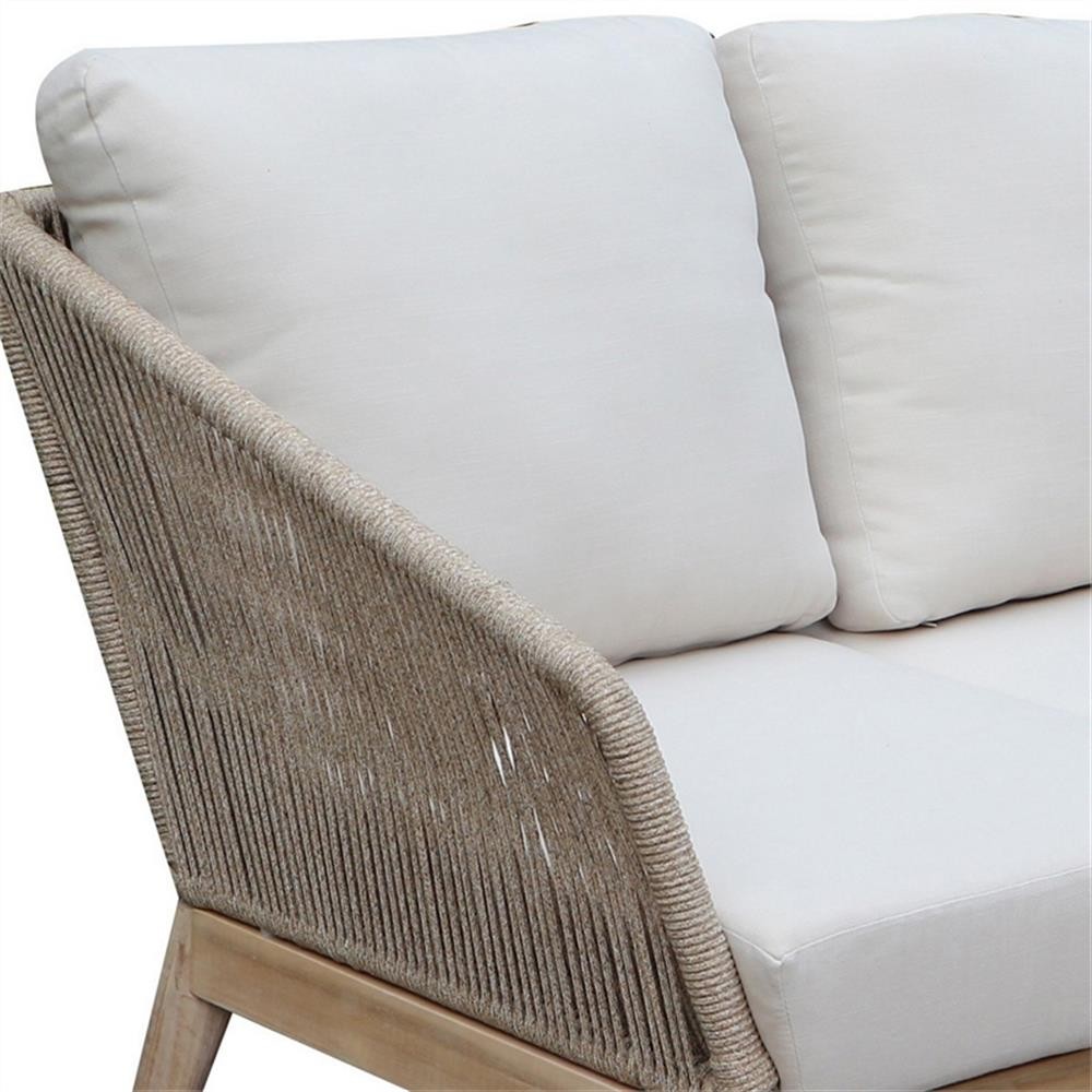 Bowery Hill 51″ Outdoor Patio Sofa with Cushions in Brown Acacia Wood