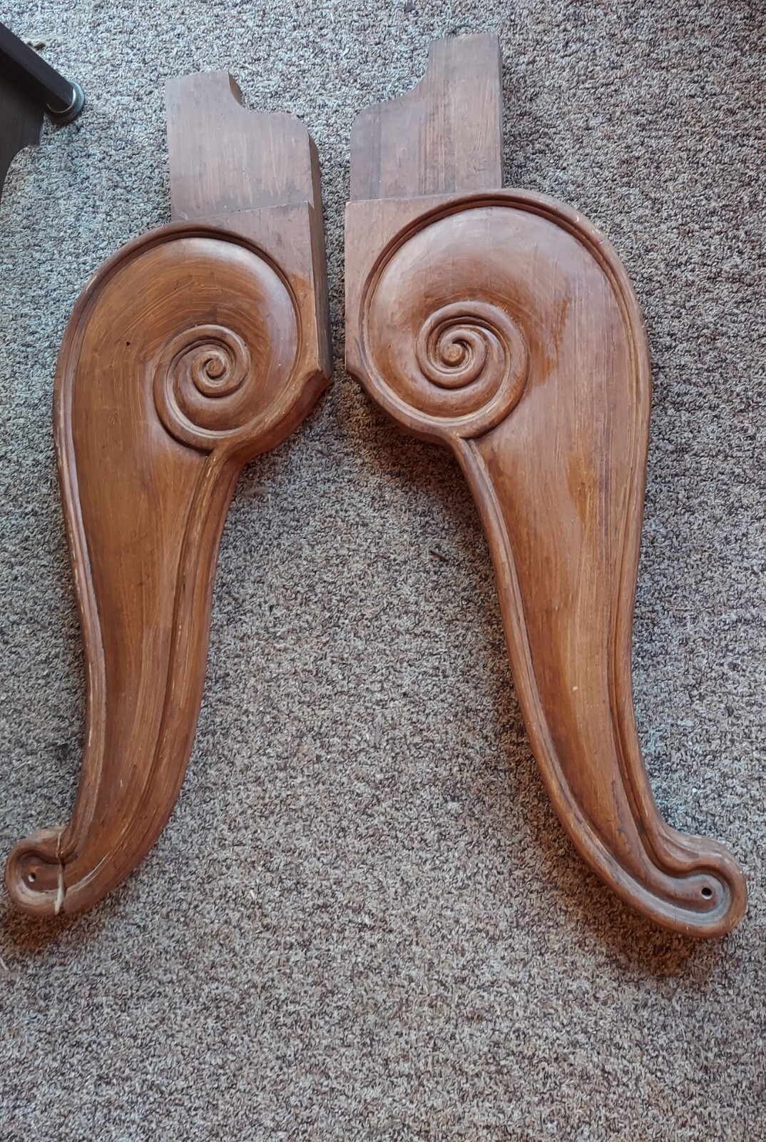 2 WOOD SLEIGH BED FRAME PARTS, ARCHETECTURAL PROJECT, WOODWORKING CARPENTER BED