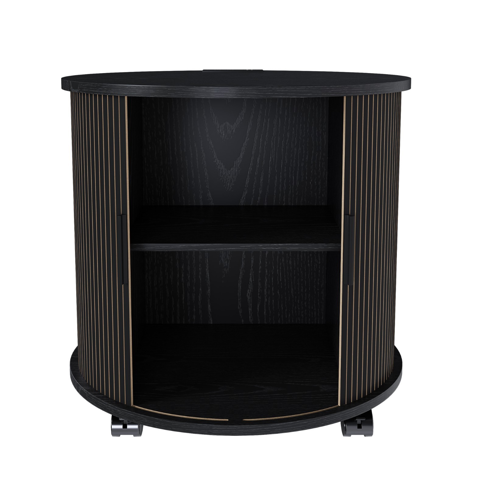 Modern End Table with Built-in Charging Station,2-Tier Storage Round Nightstand