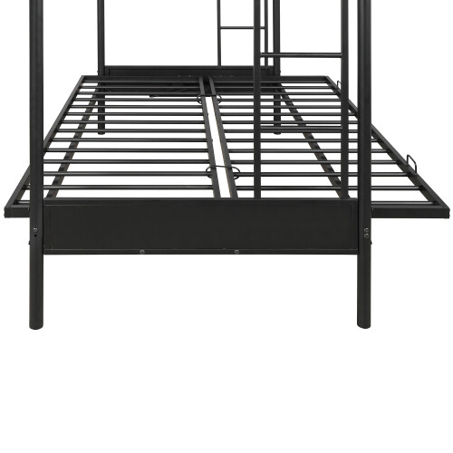 Twin Over Full Metal Bunk Beds Futon Frame Metal Sofa Bed For Kids Adults Black