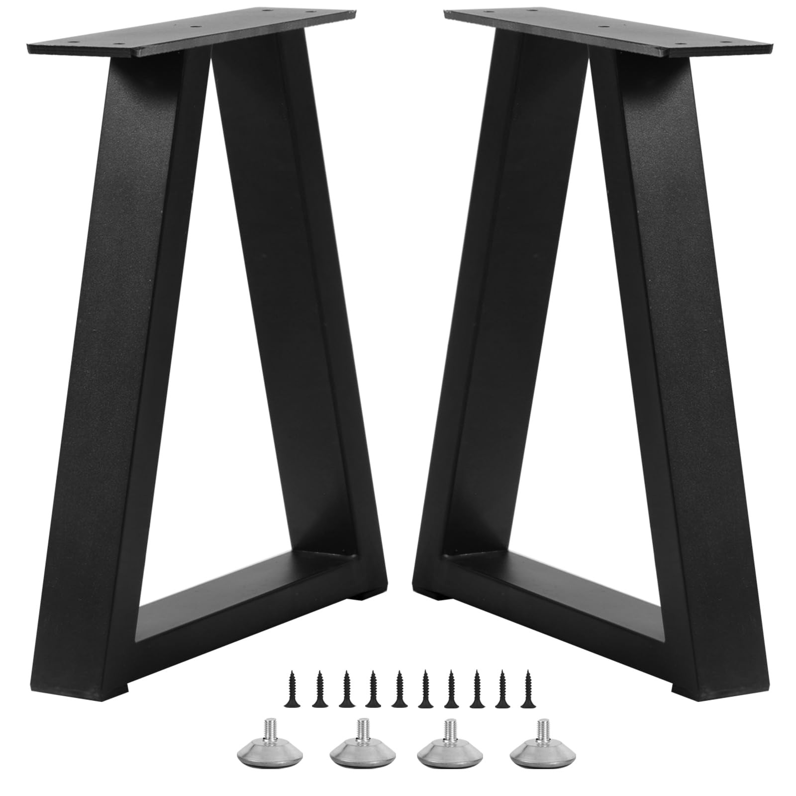 2 PCS 16×10.8 Inch Black Trapezoid Metal Table Legs for Bench Coffee Table