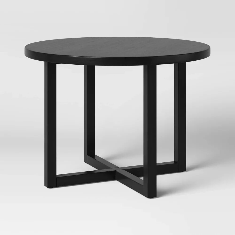 Keener All Wood 42″ Round Dining Table Rubberwood – Black