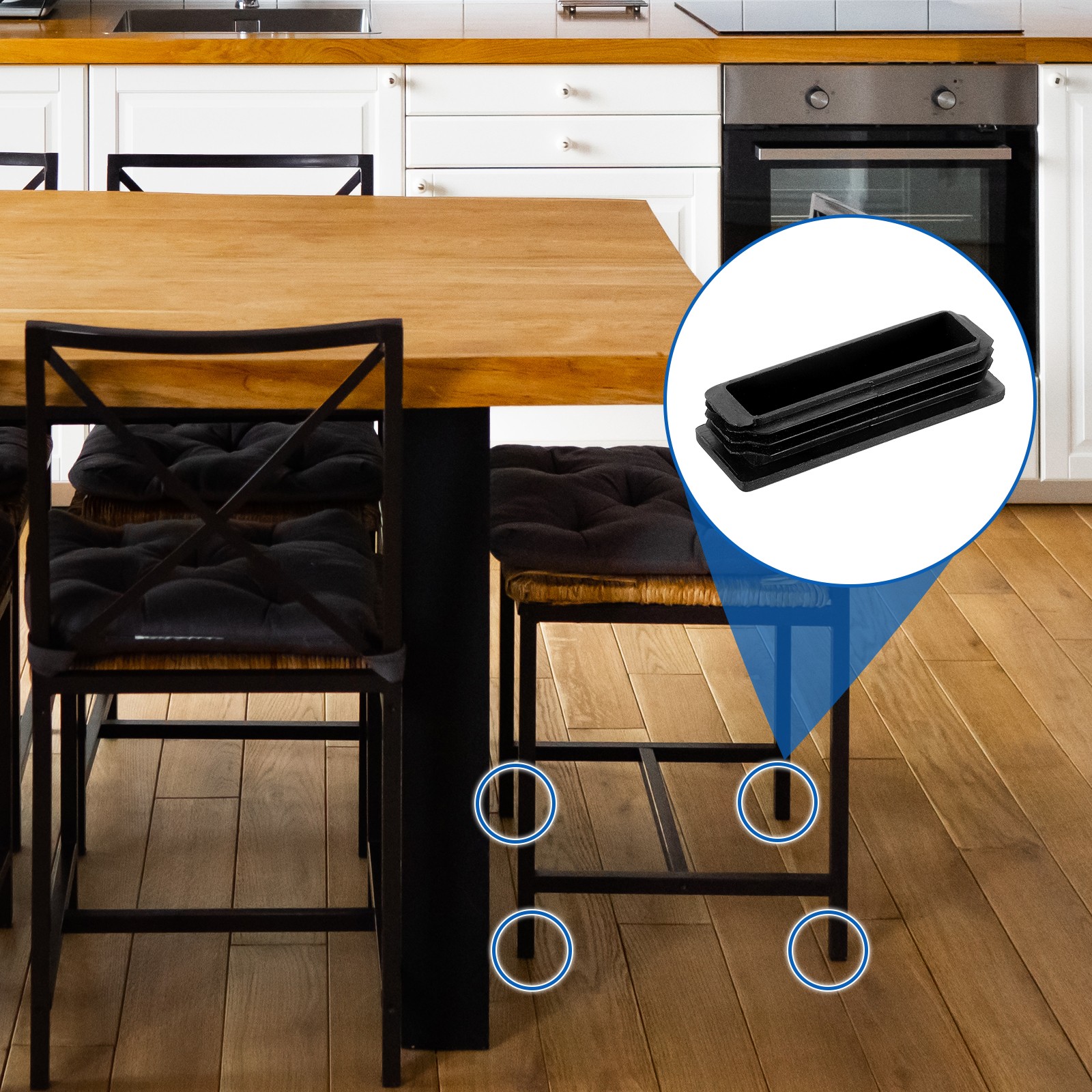 16Pcs Rectangle Tubing End Caps 3 x 1 Inch Plastic Plugs Black