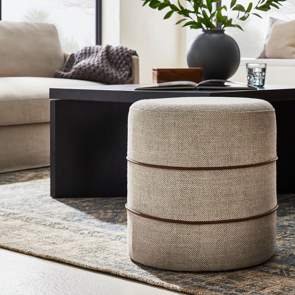 Threshold designed w/Studio McGee Round Ottoman Contemporary Living Room Cream
