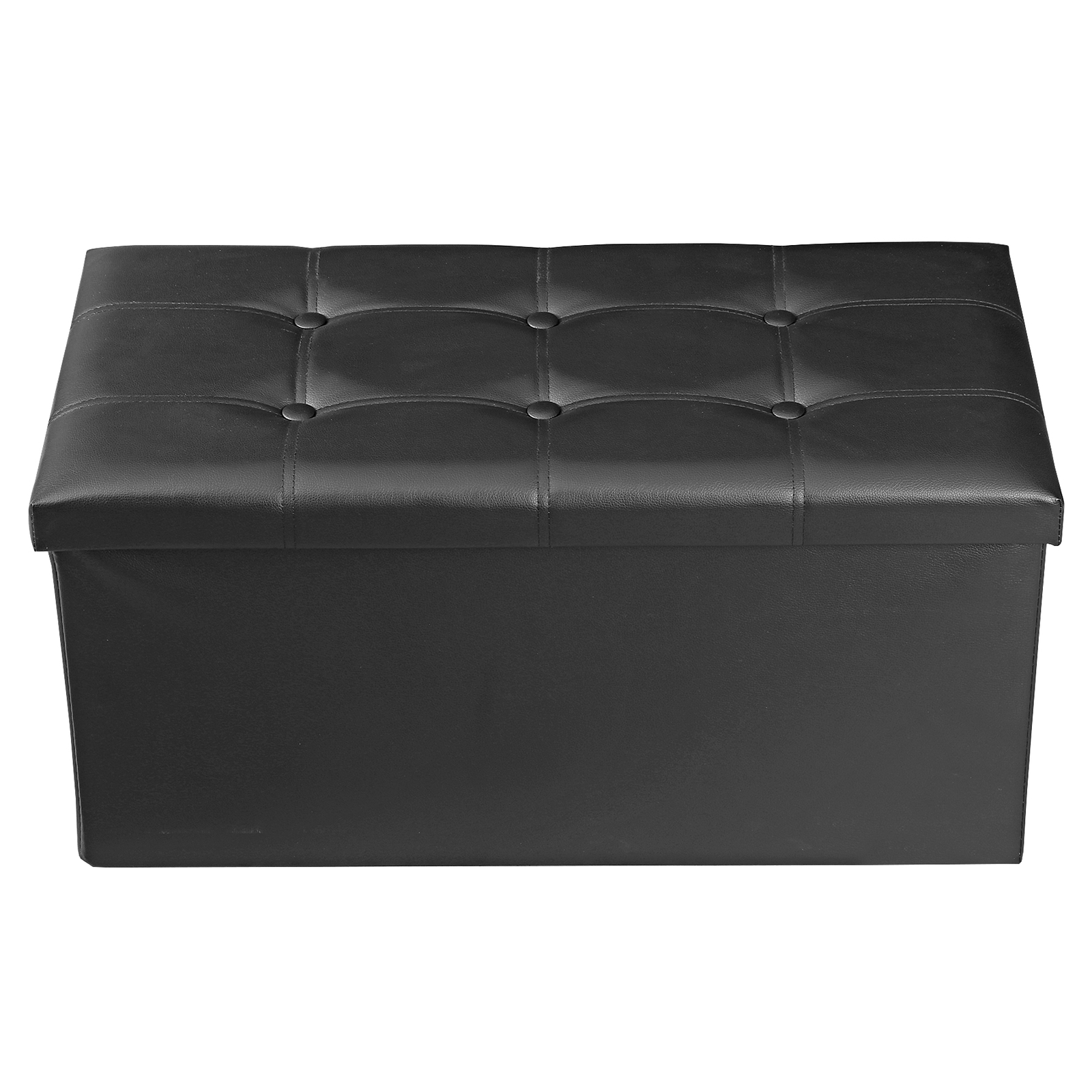 Durable 30″ Ottoman Storage Bench Chest Folding Footstool W/ Removable Lid Black