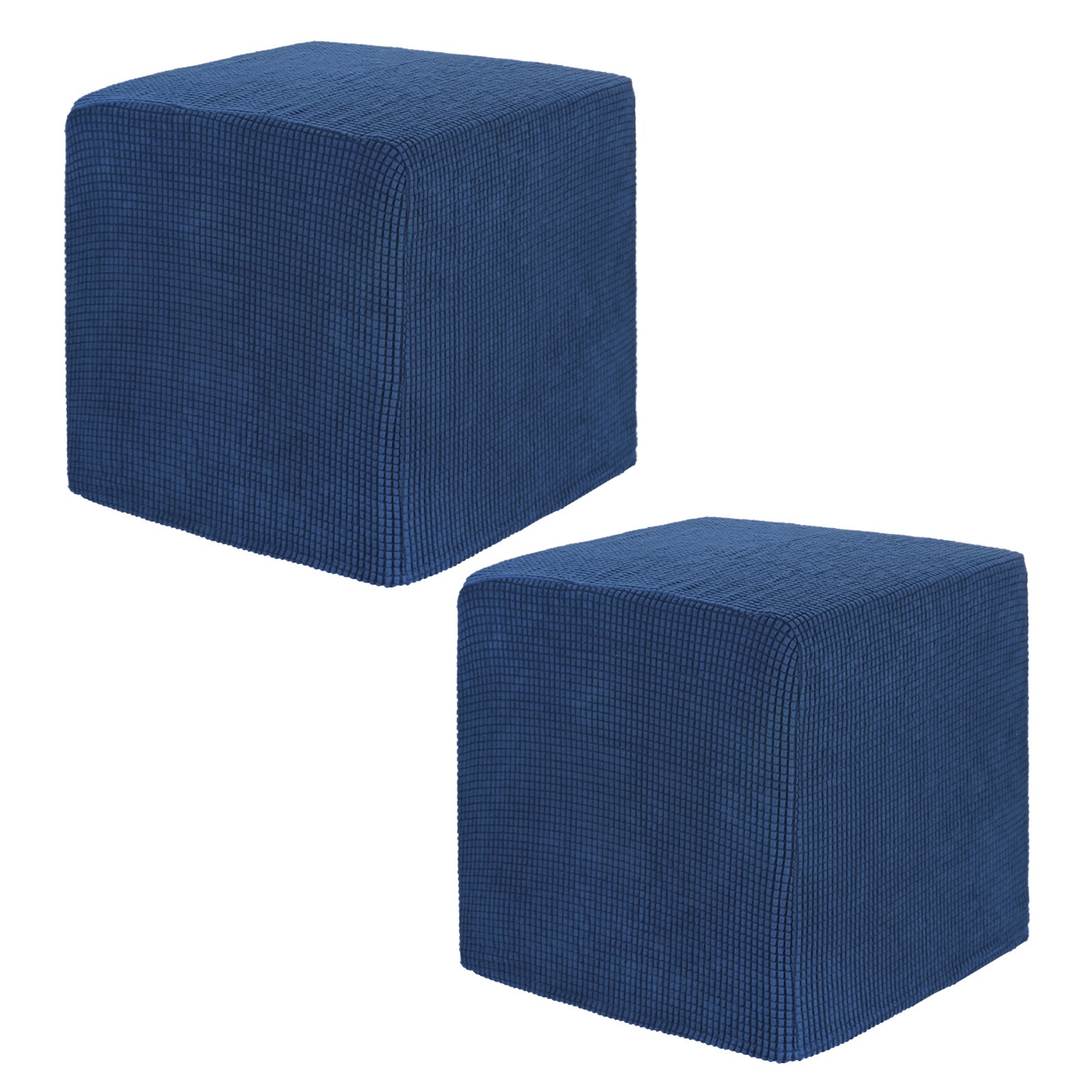 2-Pack 13″x13″x15″ Square Ottoman Slipcovers Footstool Protector Light Blue