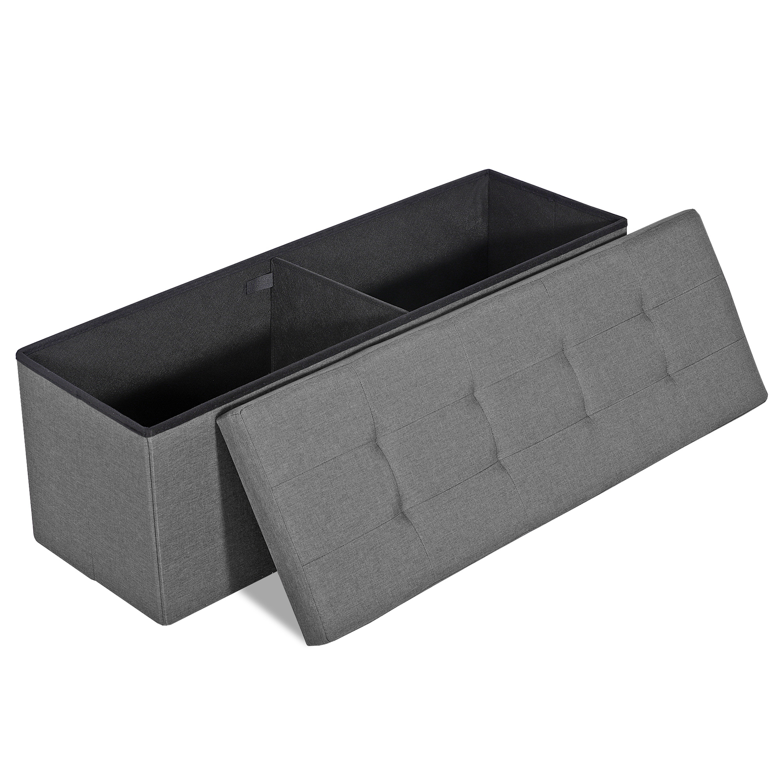 43″Storage Ottoman Bench Folding Chest Footrest Stool MDF Frame w/Lid Light Grey