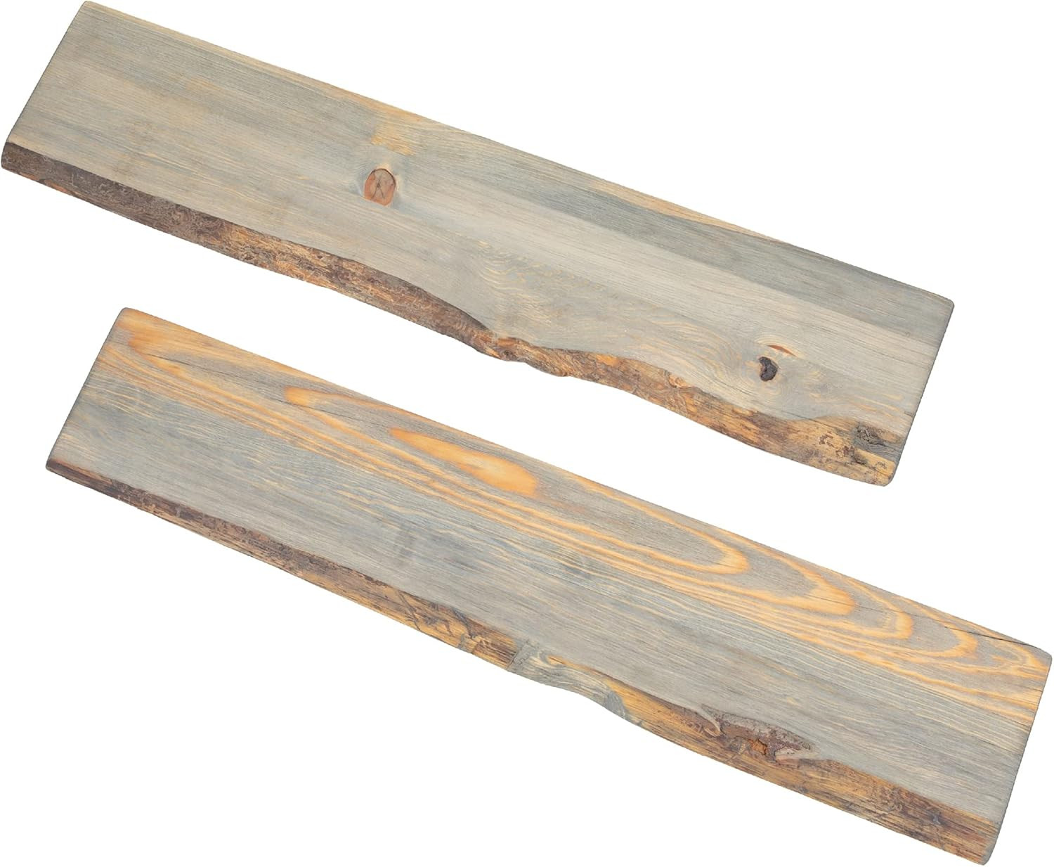 36” Sustainable Riverstone Grey Live Edge Wood Shelf – 2 Pack