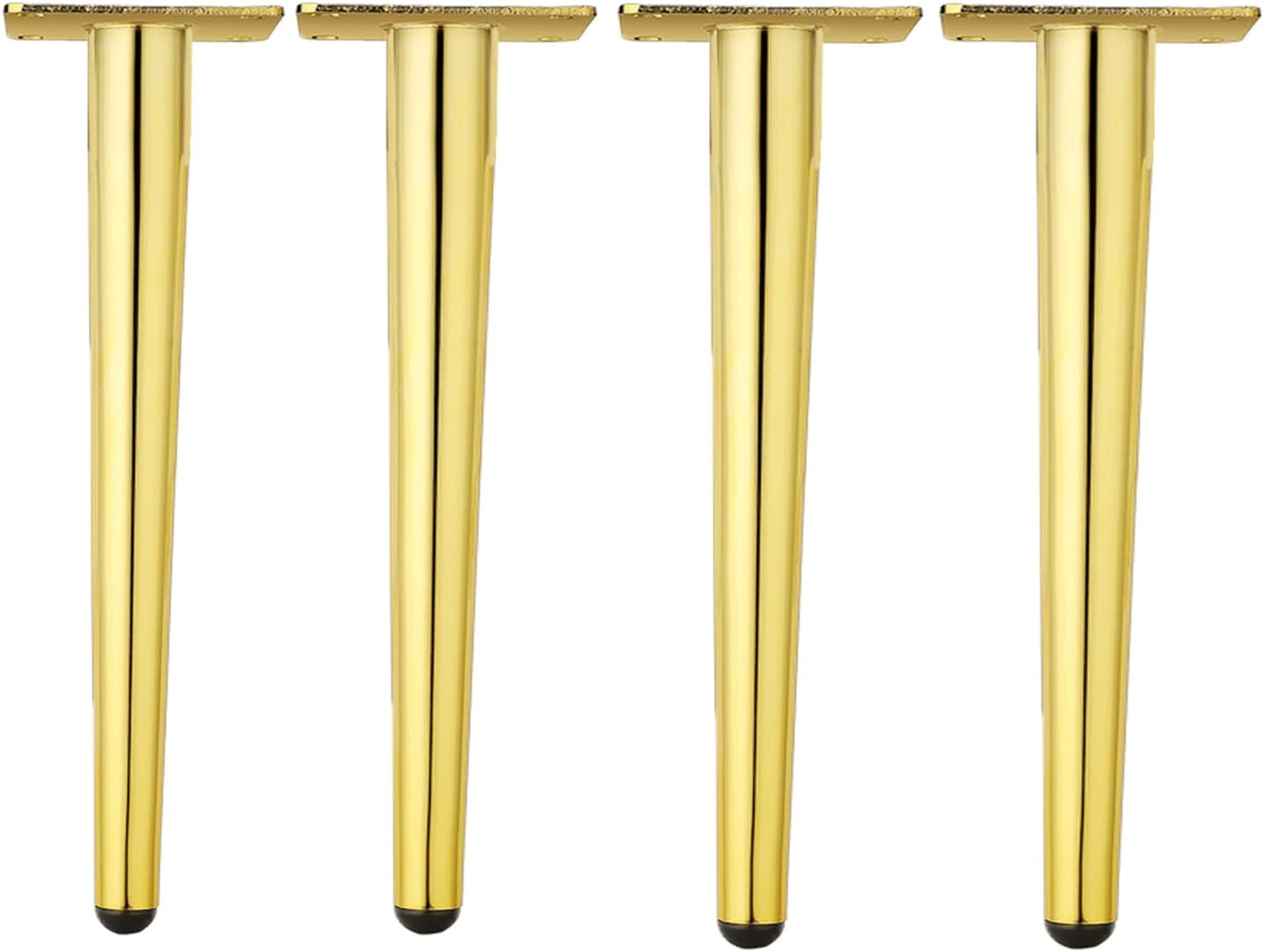 12 Inch Furniture Table Legs Golden, Steel round Tapered Modern Sofa Feet, Strai