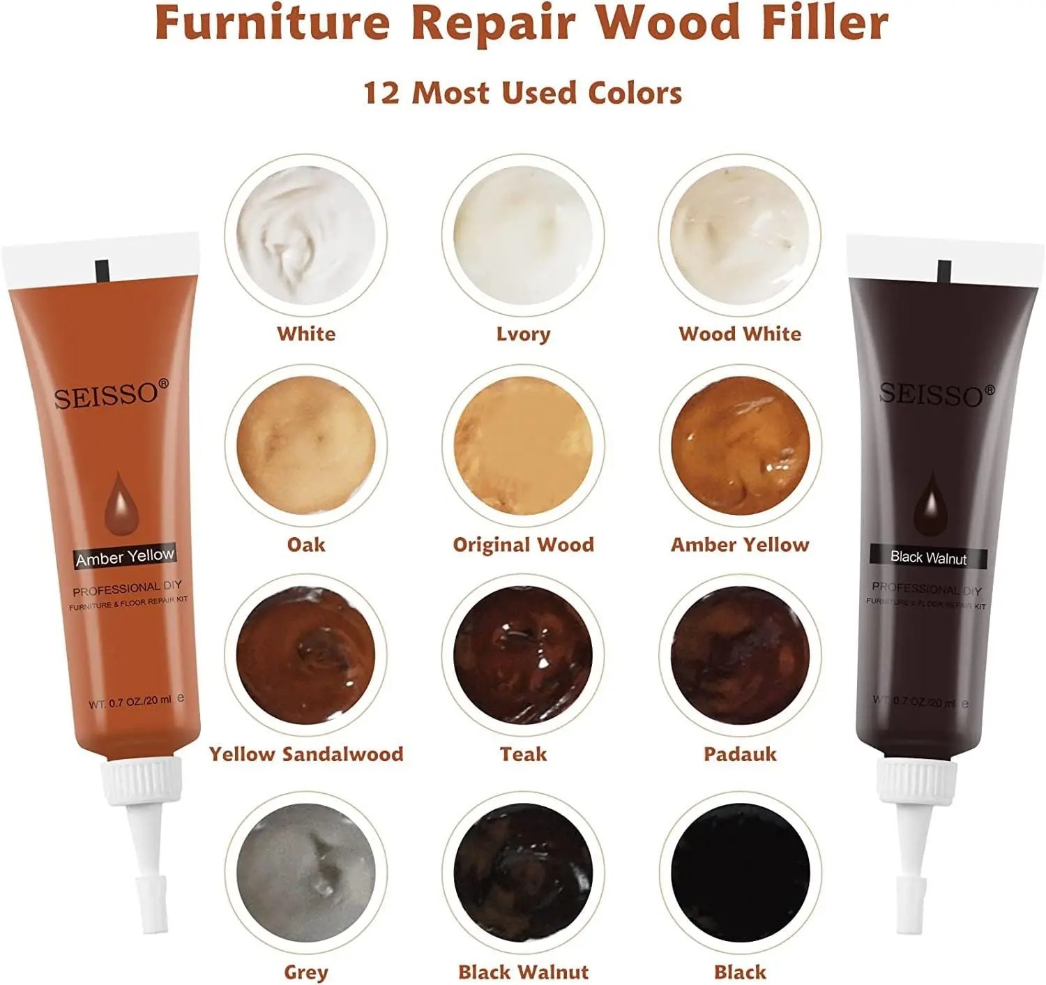 Furniture Repair Kit, 12 Colors Wood Touch up Paint, Wood Stain, Wood Filles,…