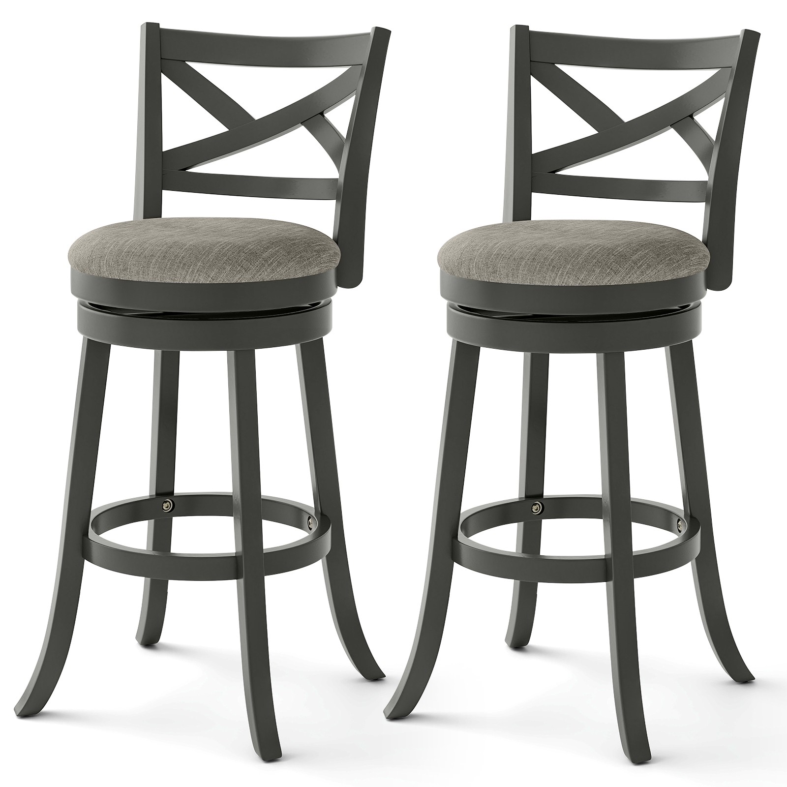 30.5″ Bar Height Bar Stools Set of 2 with Linen Upholstered Seat for Kitchen