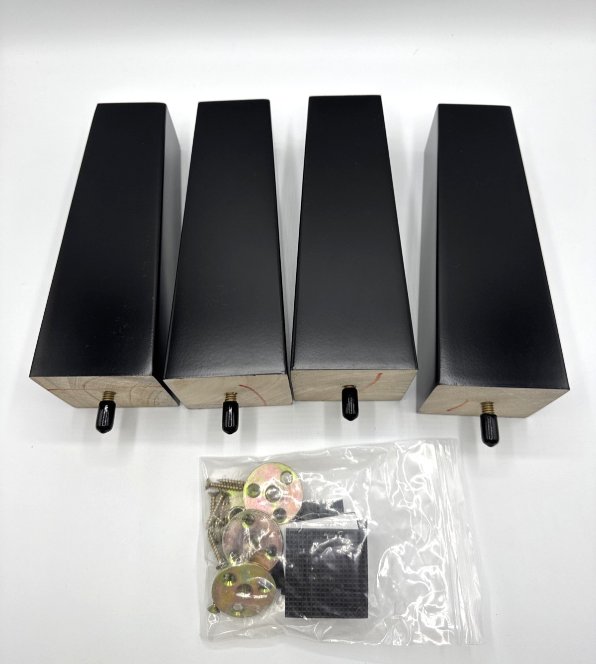 Black Sofa Legs-Furniture Legs 8 Inch, Square Pack of 4